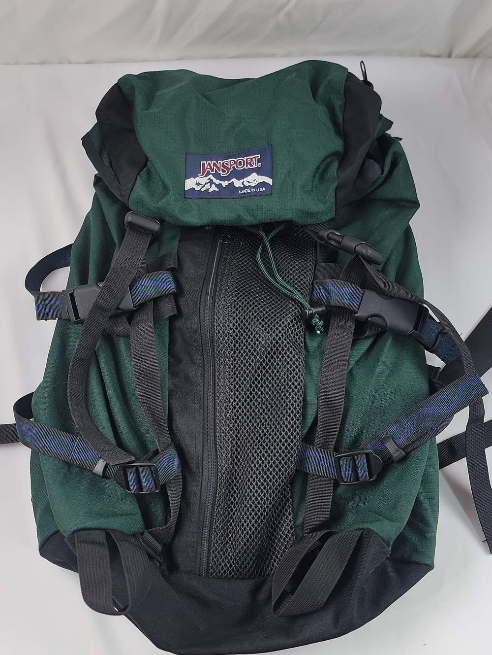 Vintage 90s JanSport Backpack Green Black Made In USA Hiking
